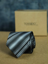 Grey Stripe Woven Necktie - TOSSIDO