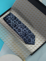 Navy Blue Abstract Handmade Silk Necktie - TOSSIDO
