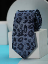 Navy Blue Abstract Handmade Silk Necktie - TOSSIDO