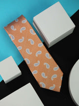 Orange Paisleys Handmade Silk Necktie - TOSSIDO