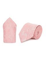 Peach Paisley Necktie & Pocket Square Giftset - TOSSIDO