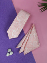 Peach Paisley Necktie & Pocket Square Giftset - TOSSIDO