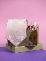 Peach Paisley Necktie & Pocket Square Giftset - TOSSIDO