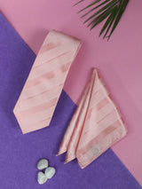 Peach Striped Necktie & Pocket Square Giftset - TOSSIDO