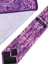 Purple Paisley Printed Necktie & Pocket Square Giftset - TOSSIDO