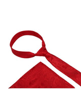 Red Paisley Woven Necktie & Pocket Square Giftset - TOSSIDO