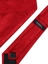 Red Paisley Woven Necktie & Pocket Square Giftset - TOSSIDO