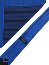 Royal Blue Striped Necktie & Pocket Square Giftset - TOSSIDO