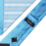 Sky Blue Striped Necktie & Pocket Square Giftset - TOSSIDO