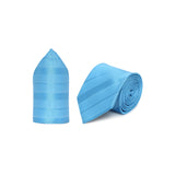 Sky Blue Striped Necktie & Pocket Square Giftset - TOSSIDO