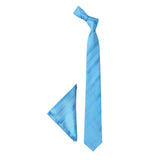 Sky Blue Striped Necktie & Pocket Square Giftset - TOSSIDO