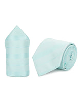 Turquoise Striped Necktie & Pocket Square Giftset - TOSSIDO