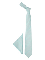 Turquoise Striped Necktie & Pocket Square Giftset - TOSSIDO
