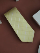 Yellow Check Handmade Silk Necktie - TOSSIDO