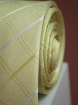 Yellow Check Handmade Silk Necktie - TOSSIDO