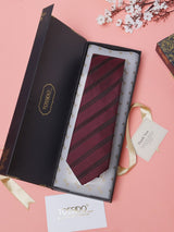 Maroon Stripes Teflon Silk Necktie