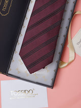 Maroon Stripes Teflon Silk Necktie