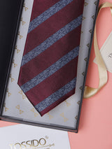 Maroon Stripes Teflon Silk Necktie