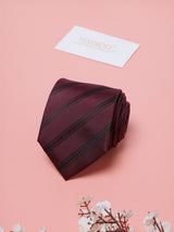 Maroon Stripes Teflon Silk Necktie