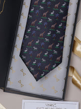 Navy Blue Safari Teflon Silk Necktie