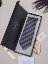 Blue & Brown Stripes Teflon Silk Necktie