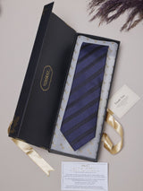 Blue & Black Stripes Teflon Silk Necktie