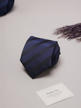Blue & Black Stripes Teflon Silk Necktie