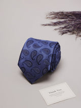 Blue Paisleys Teflon Silk Necktie