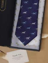 Blue Horse Teflon Silk Necktie