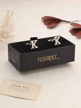 Silver Alphabet K Cufflink