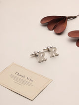 Silver Alphabet R Cufflink