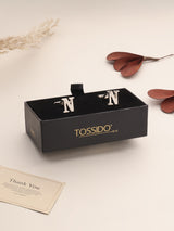 Silver Alphabet N Cufflink