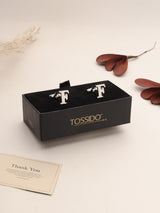 Silver Alphabet F Cufflink