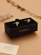 Golden Alphabet P Cufflink