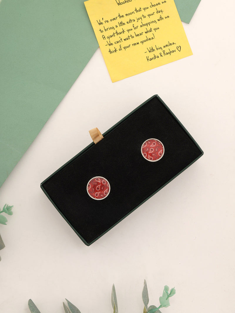 Burnt Red Paisley Cufflinks