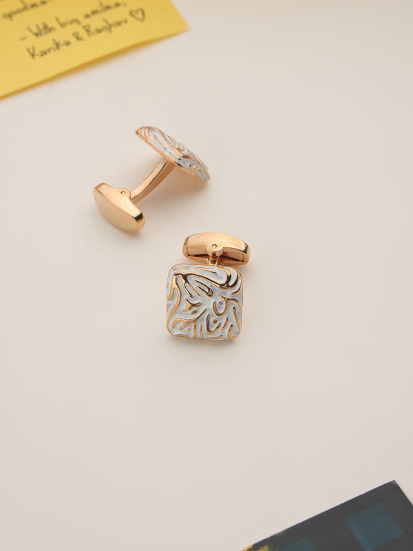 White Abstract Cufflinks