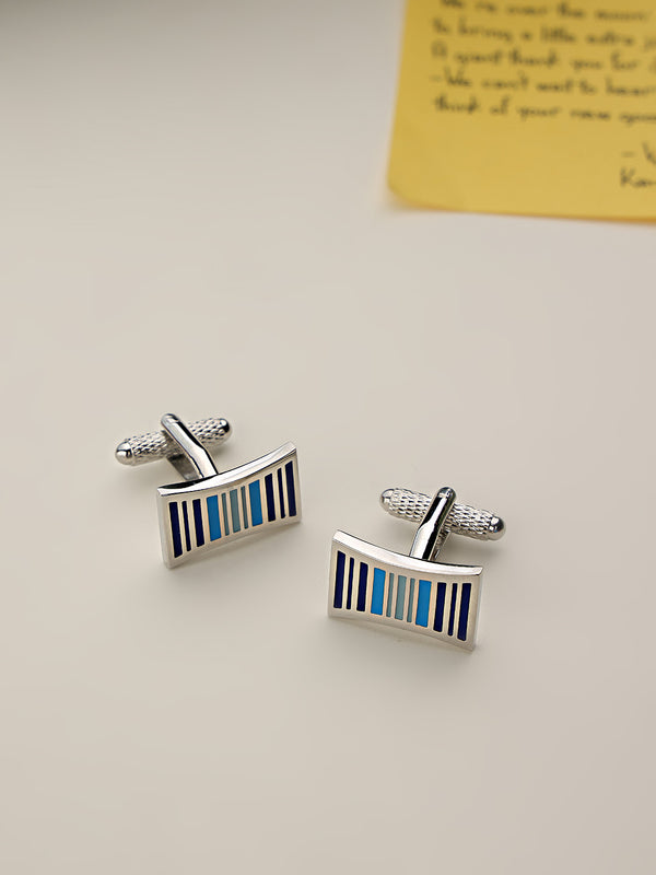 Blue Geometric Cufflinks