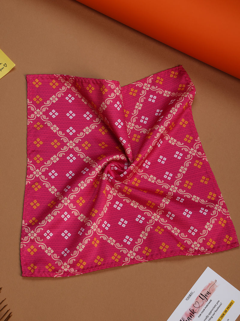 Pink Geometric Pocket Square