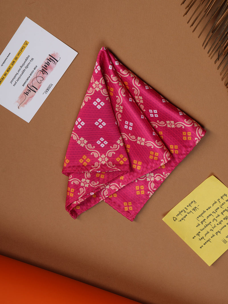 Pink Geometric Pocket Square