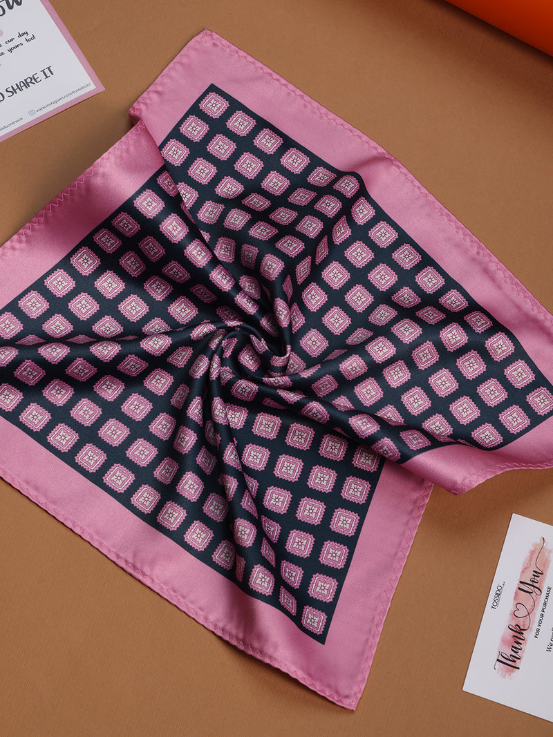 Pink & Black Geometric Pocket Square