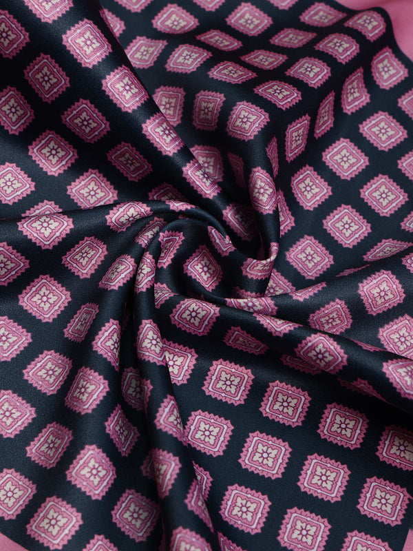 Pink & Black Geometric Pocket Square