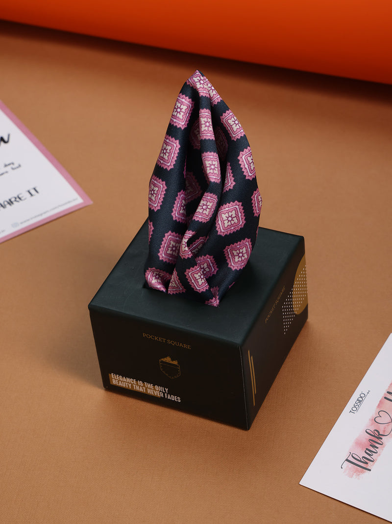 Pink & Black Geometric Pocket Square