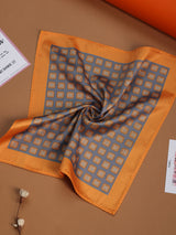 Grey & Orange Geometric Pocket Square