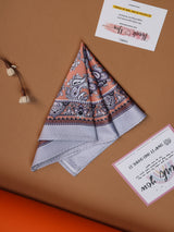 Grey & Peach Paisley Pocket Square