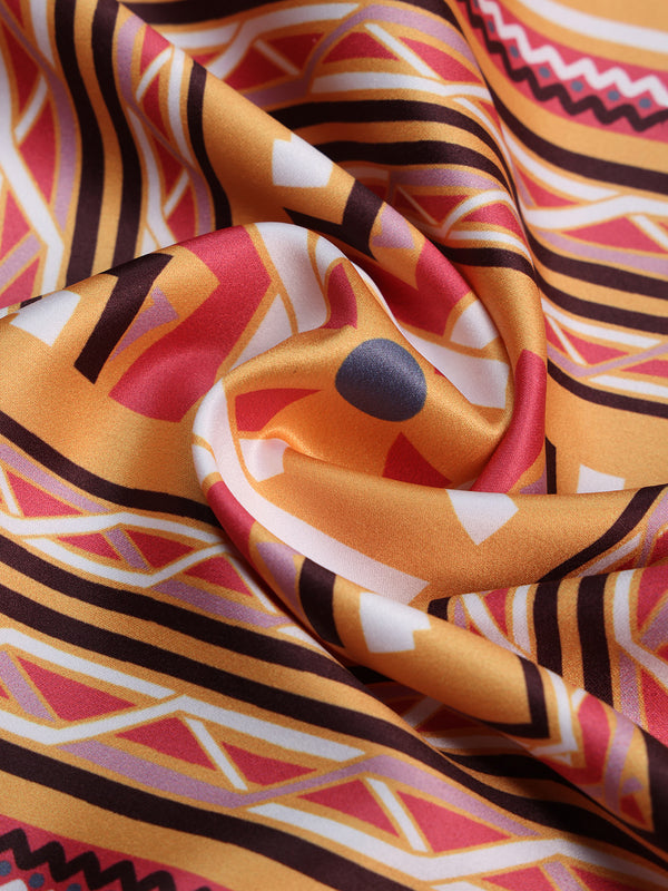 Peach Geometric Pocket Square