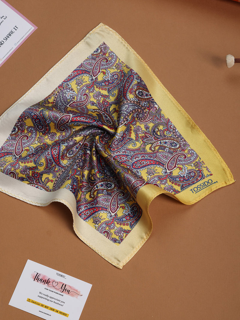 Red & Yellow Paisley Pocket Square