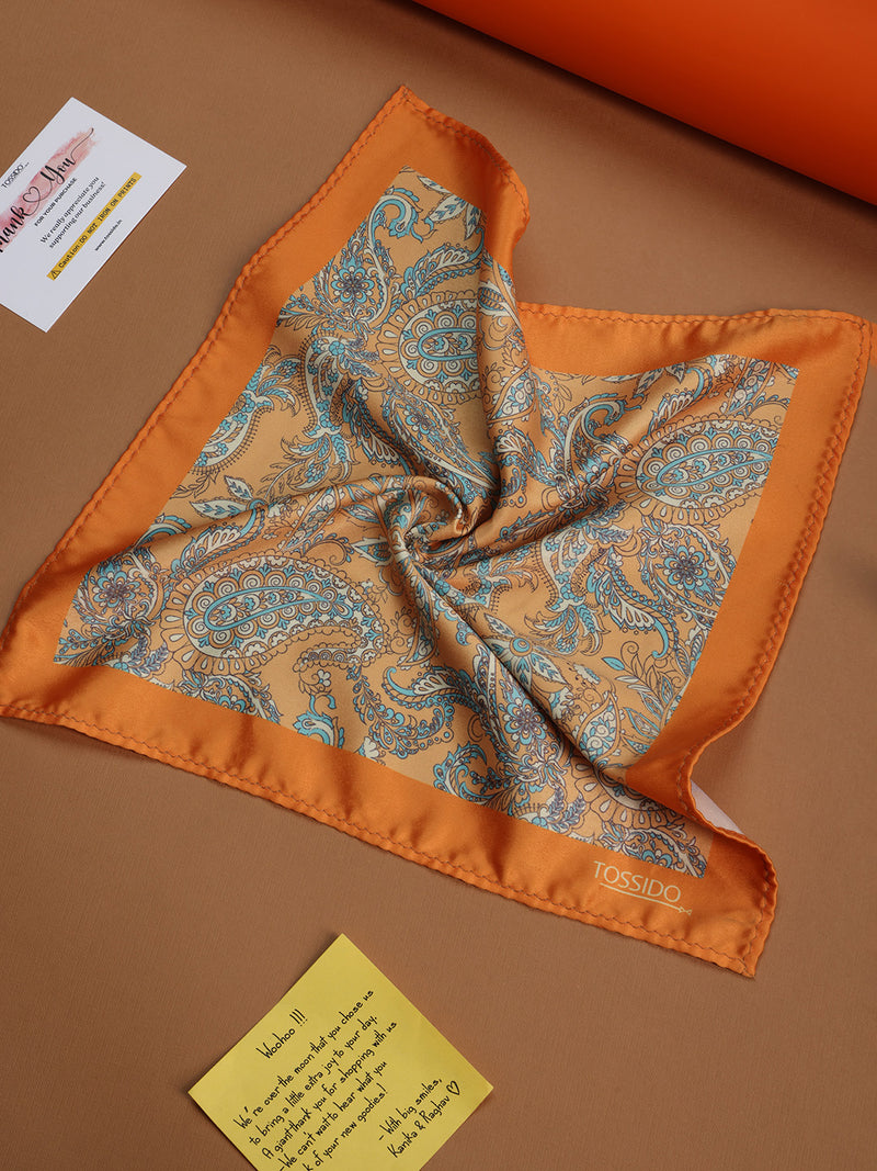 Orange Paisley Pocket Square