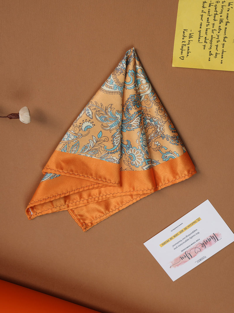 Orange Paisley Pocket Square