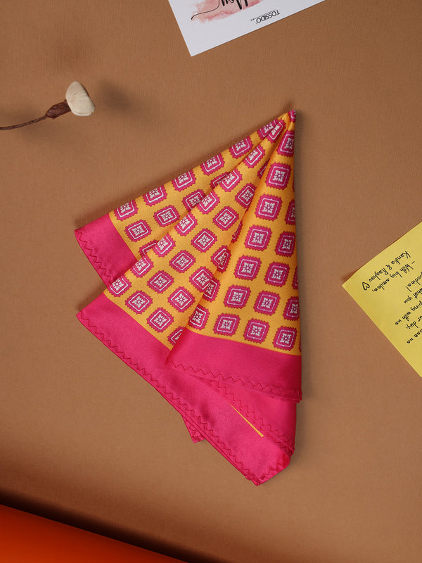 Pink & Mustard Geometric Pocket Square