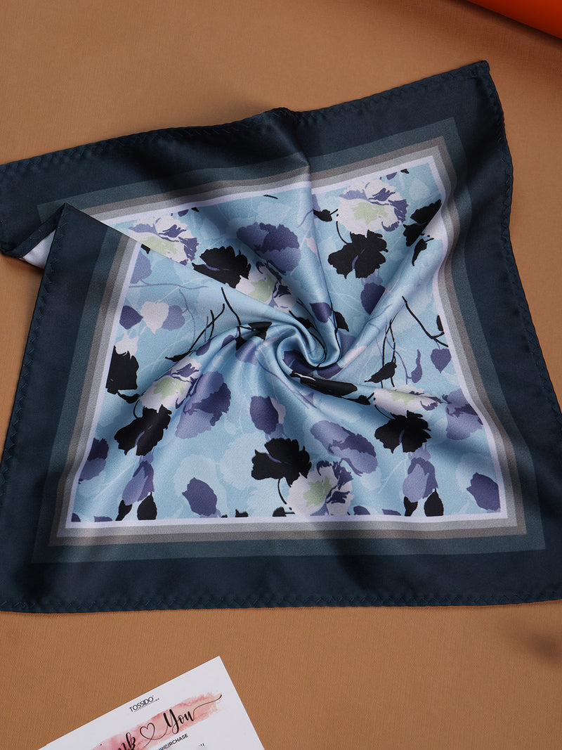 Blue Floral Pocket Square